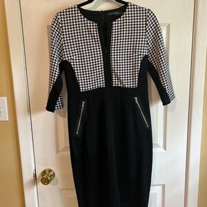 Black and White Sheath Dress 3/4 Raglan Sleeves